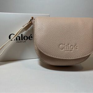 Chloe Parfum Cream Beige Pouch Small Cosmetic Makeup Bag Clutch Travel Pouch New